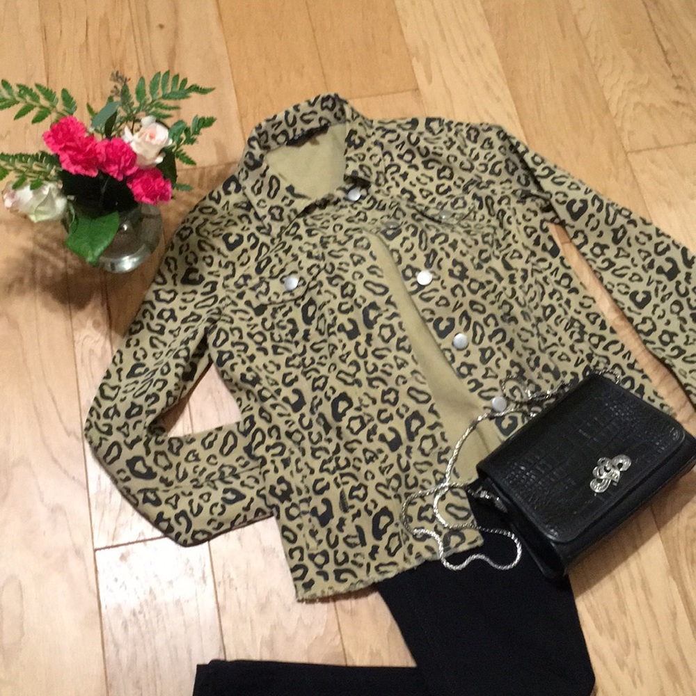 NWOT: LEOPARD DENIM JACKET